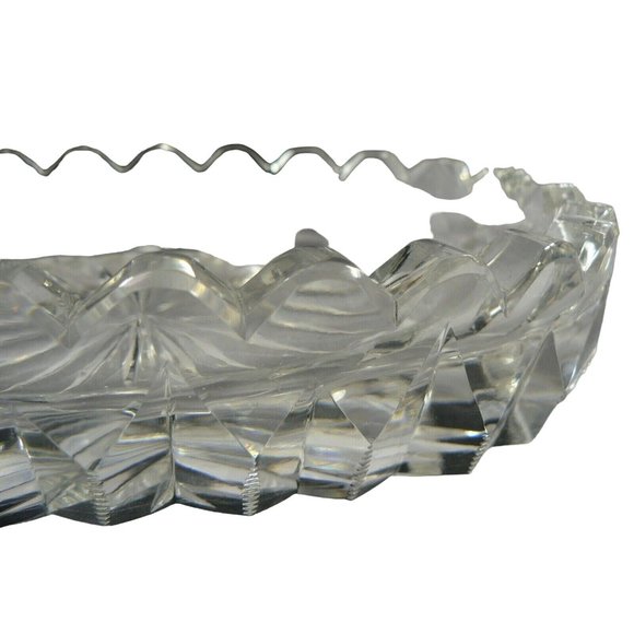 Dish Oval Starburst Glass Mint Candy Saw Tooth Rim Elegant Mid-Century - Picture 7 of 12
